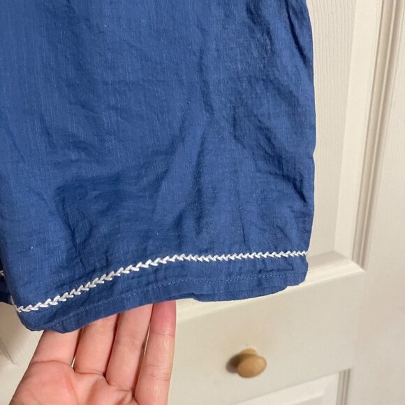 Abercrombie & Fitch Womens Blue Floral Embroidered Smocked Bohemian Blouse Small - Picture 4 of 9